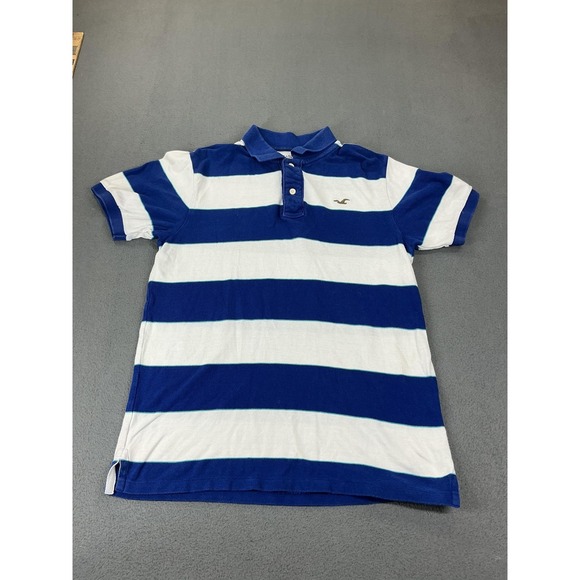 Hollister Other - Hollister Polo Shirt Mens L Blue Striped 100% Cotton Collared Surf Shop mallcore